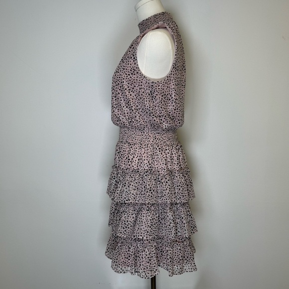 MSK pink and black ruffled dress with metallic detail size small NWOT - Picture 2 of 8